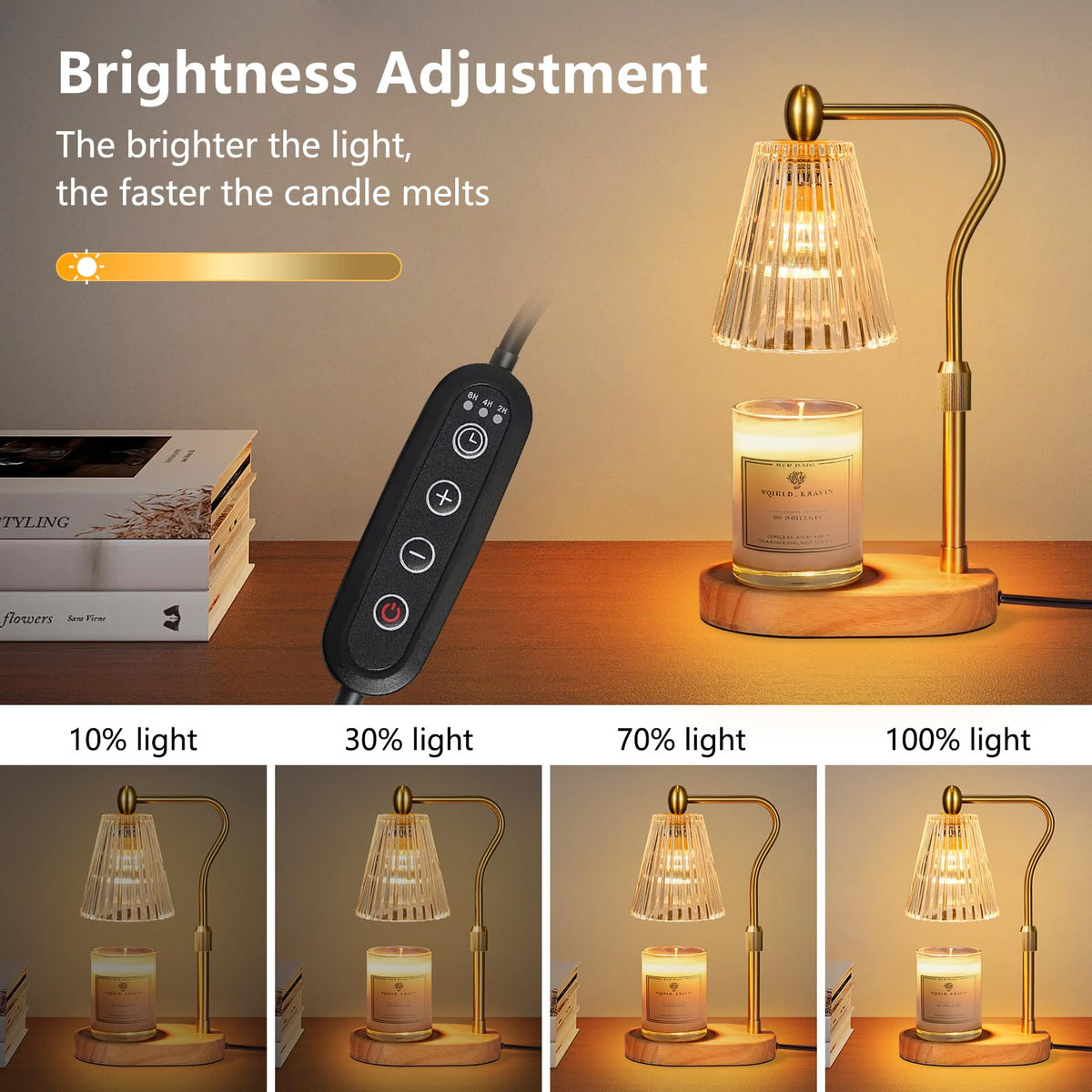 Candle Warmer Lamp with Timer and Dimmer Adjustable Height T9768