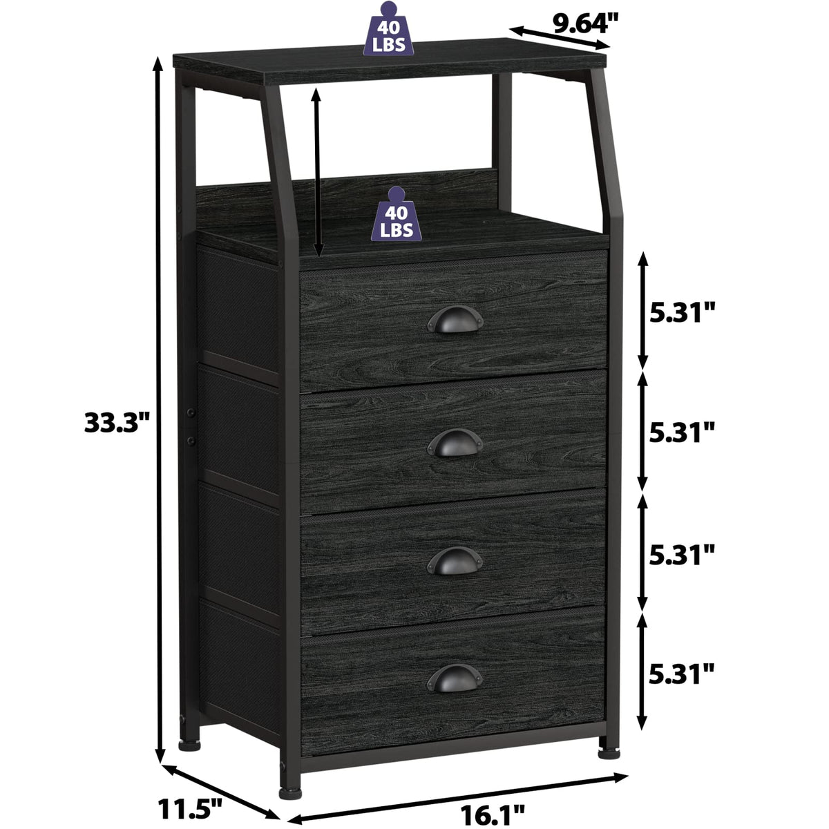Tall Nightstand with Fabric Drawer B625157