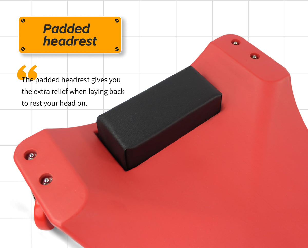 40 Inch Plastic Rolling Garage Creeper with Padded Headrest G39173