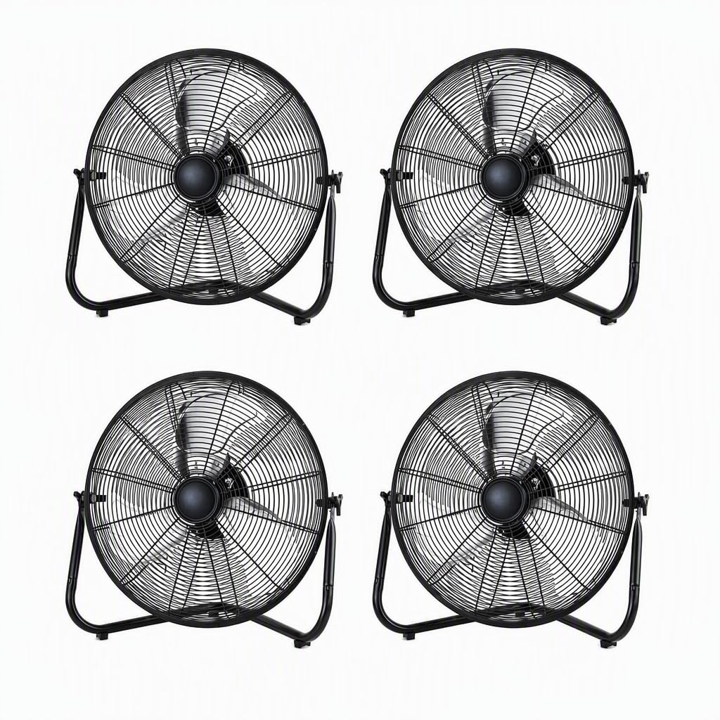 20" 3-Speed Metal Floor Fan 4-Pack J401