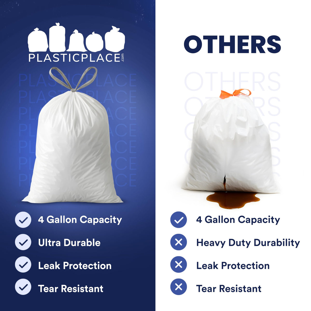 4 Gallon White Drawstring Trash Bags, 200 Count W5313