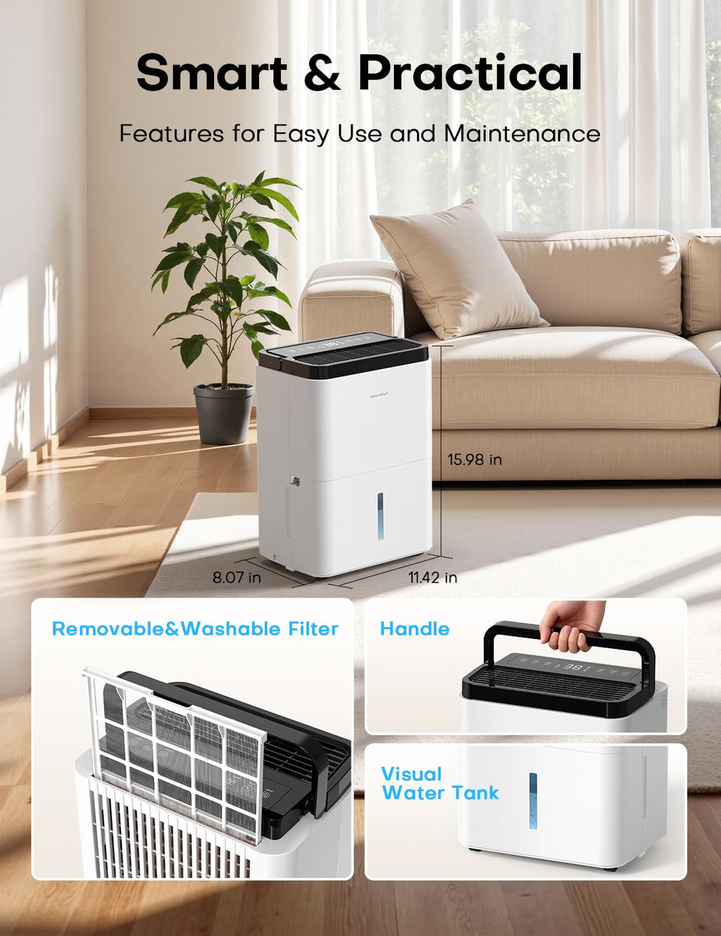 35 Pints Dehumidifier with Drain Hose T224175