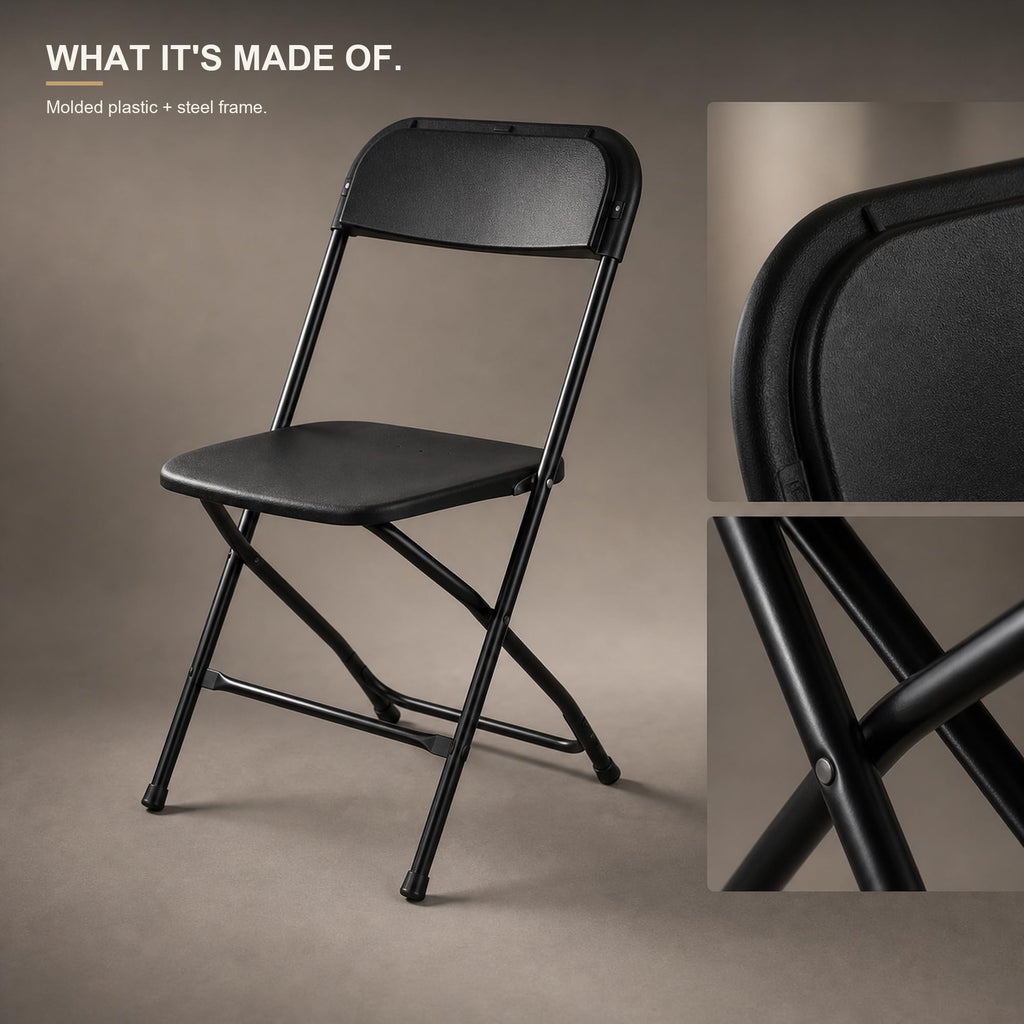 10 Pack Black Plastic Folding Chairs N36919