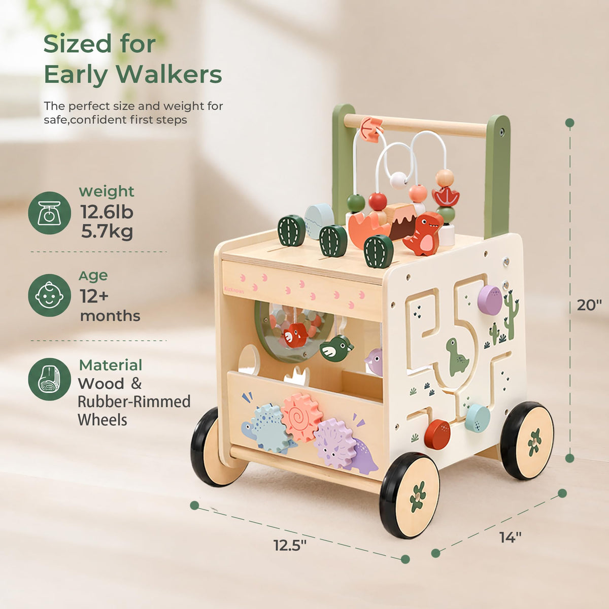 Wooden Baby Walker with Activity Center H50347