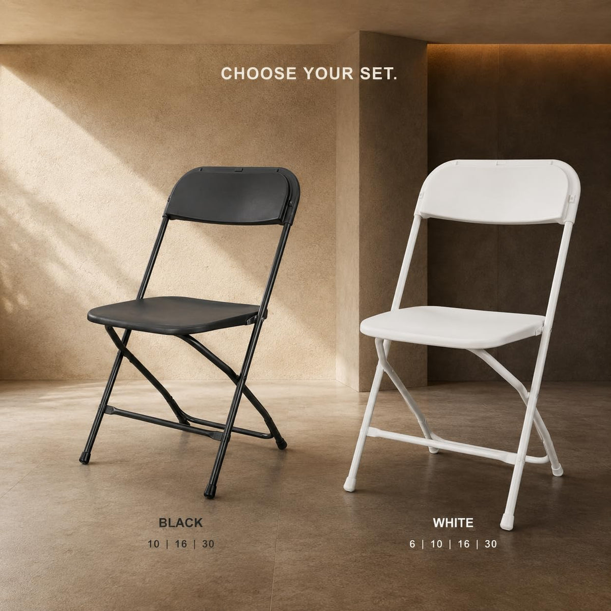 10 Pack Black Plastic Folding Chairs N36919