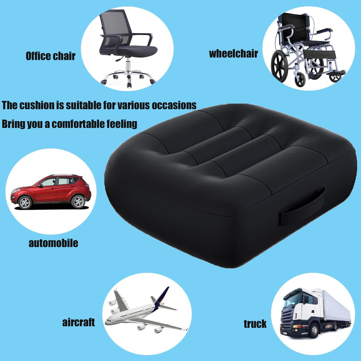 Black Inflatable Booster Seat Cushion S819