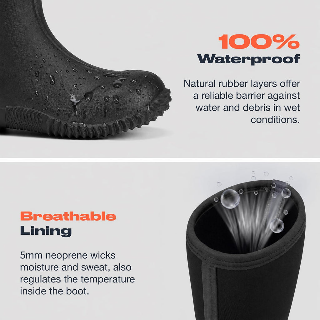 Women's Waterproof Insulated Neoprene Rubber Rain Boots Y124