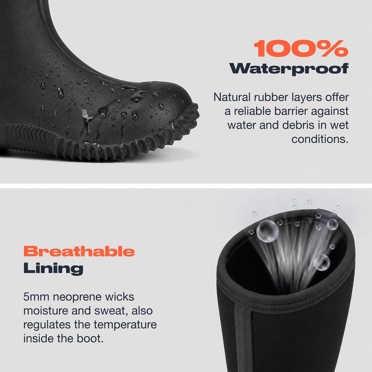 Women's Waterproof Insulated Neoprene Rubber Rain Boots Y124