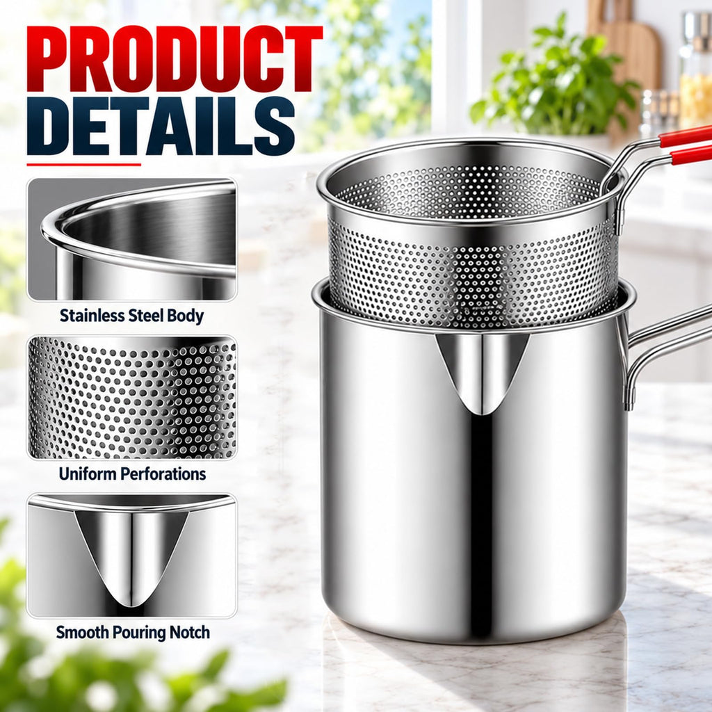 Stainless Steel Pot with Draining Basket, Five Piece Set F143410