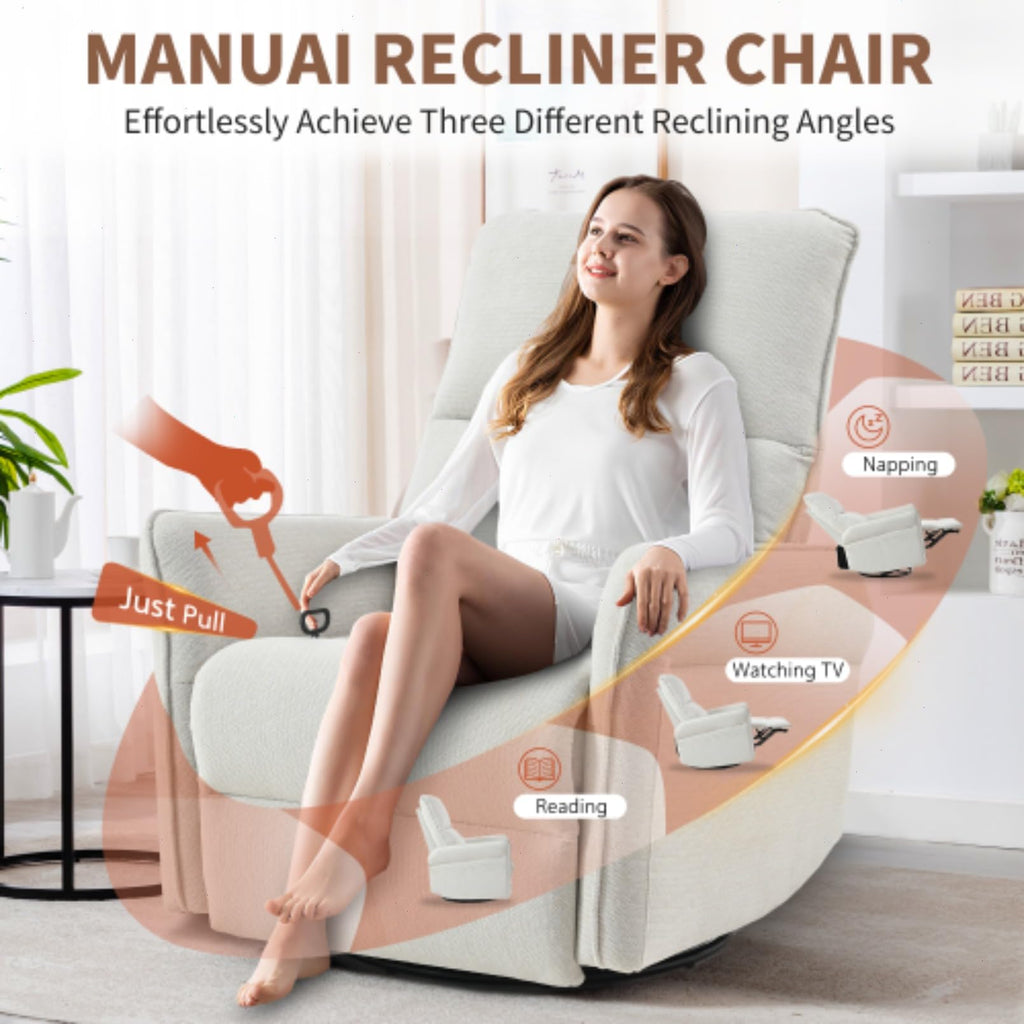 Blue-Gray Snowflake Velvet Swivel Rocker Recliner H300