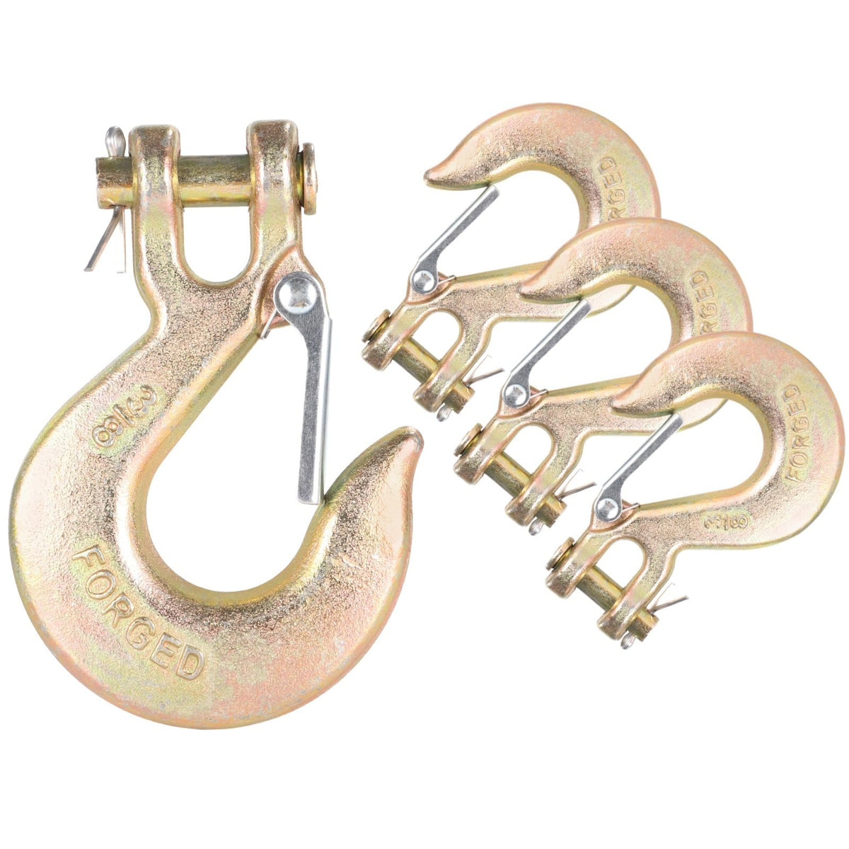 4-Pack 3/8 Forged Clevis Slip Hooks with Safety Latch W2012