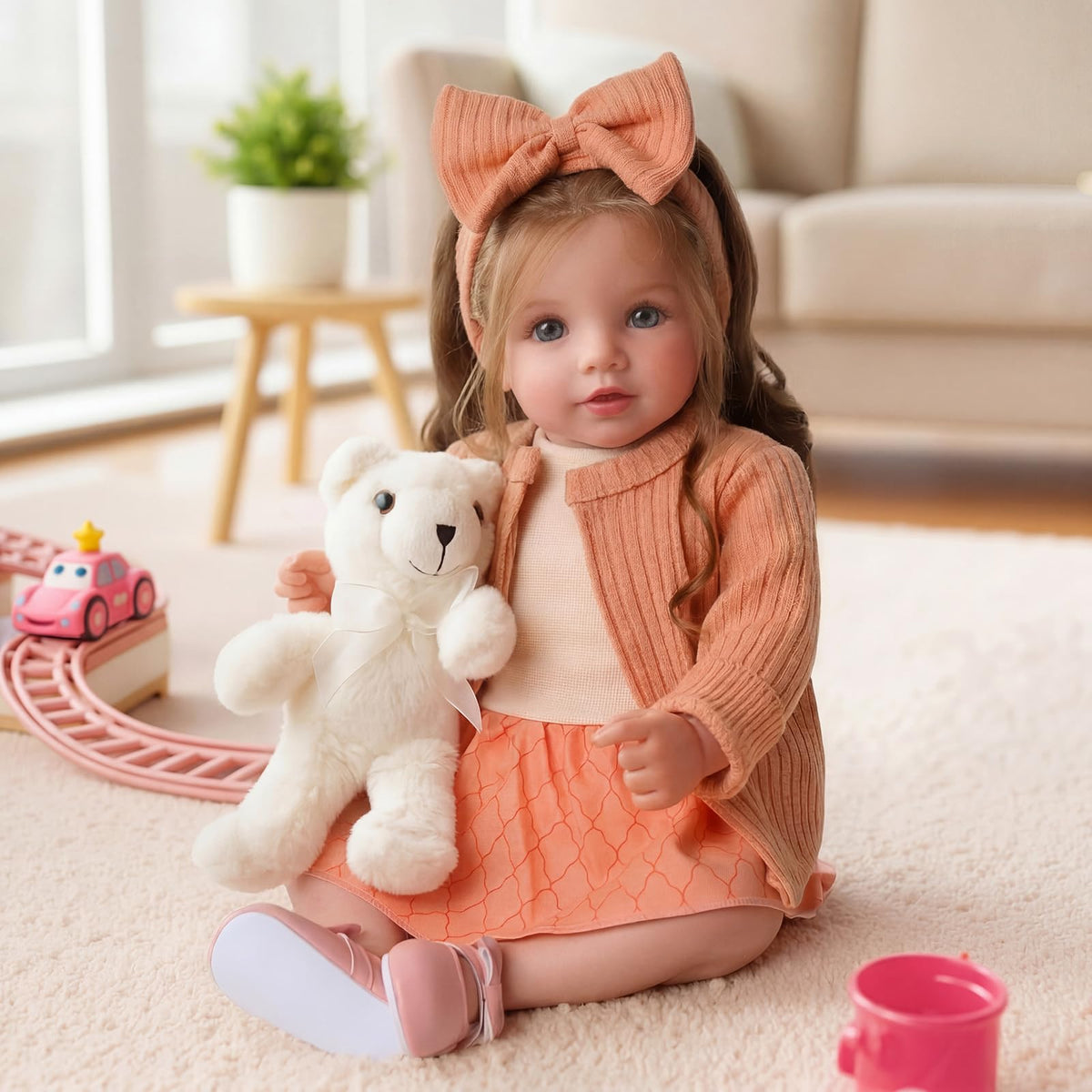 20 Inch Reborn Baby Dolls with Brown Hair W704893