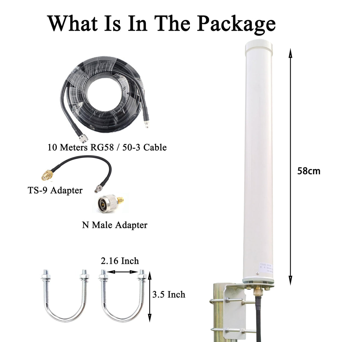5G 4G LTE Omni-Directional Antenna 698-3800MHz 12dBi M4155