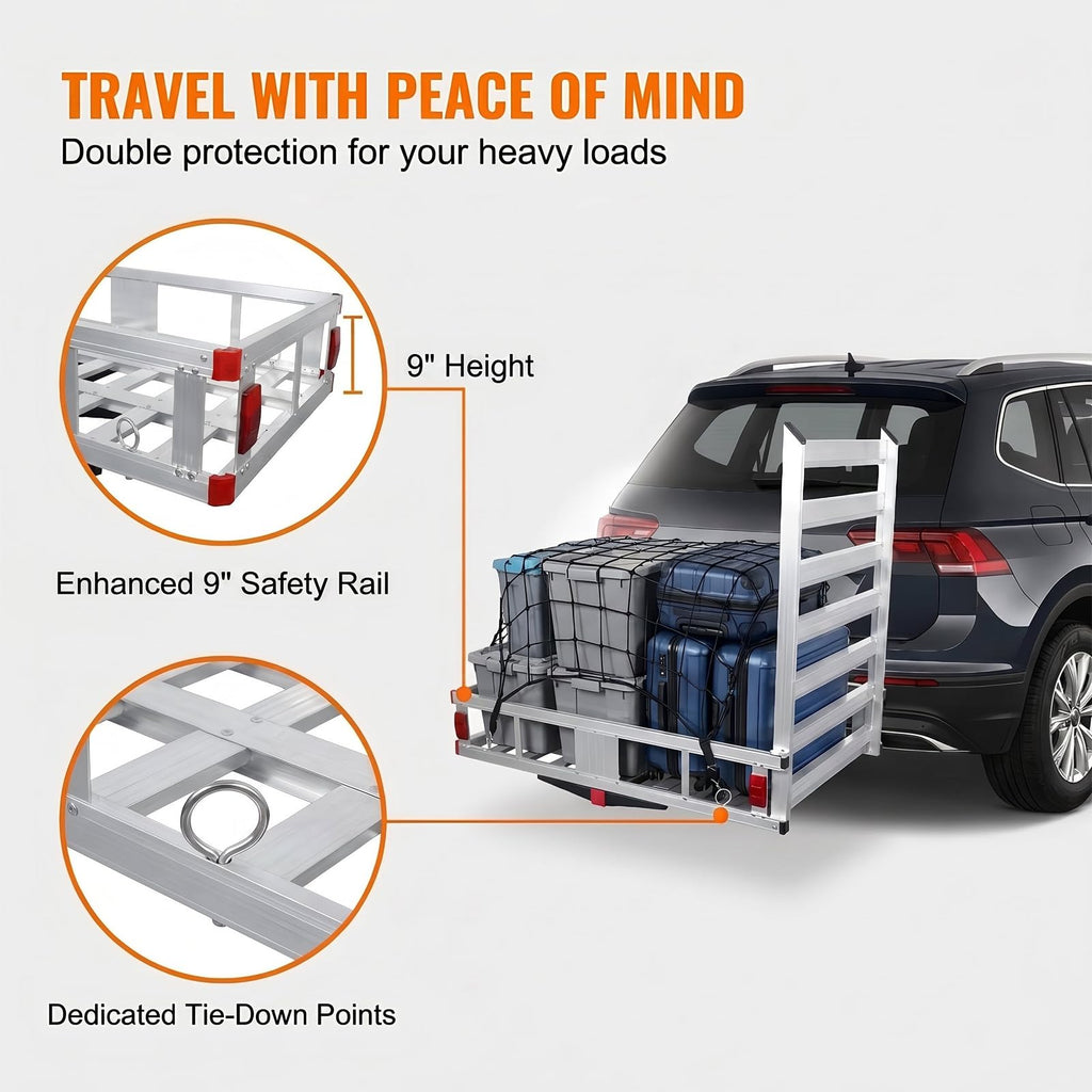 Aluminum Hitch Cargo Carrier with 27.5 in Folding Ramp Q61074