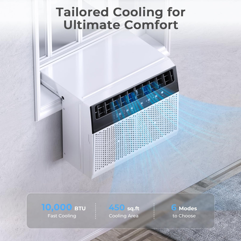 U-Shaped 10,000BTU Window Air Conditioner with Full Window View, Ivory White P999750