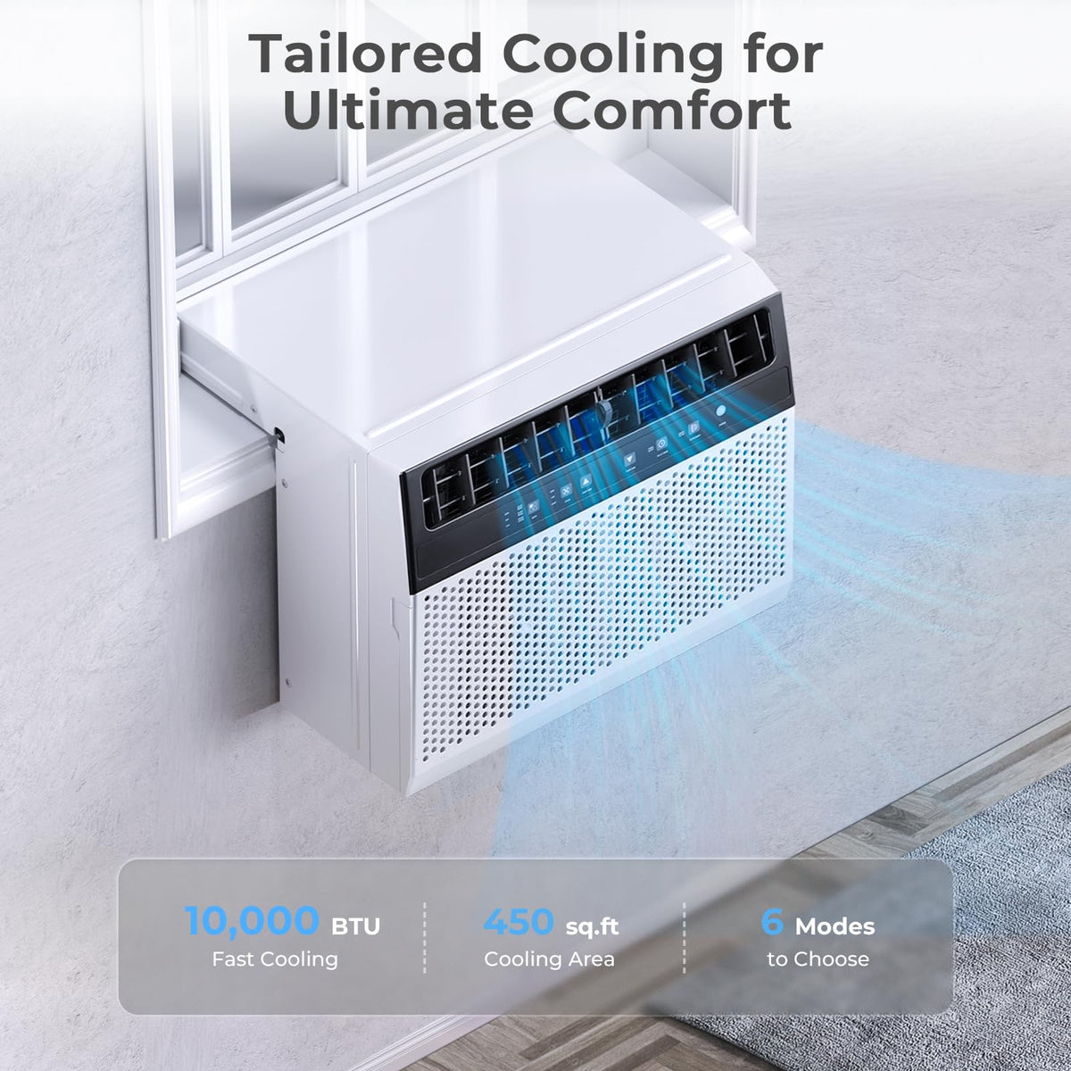 U-Shaped 10,000BTU Window Air Conditioner with Full Window View, Ivory White P999750