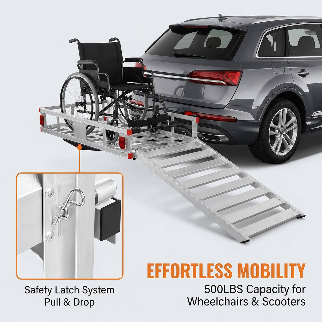 Aluminum Hitch Cargo Carrier with 27.5 in Folding Ramp Q61074