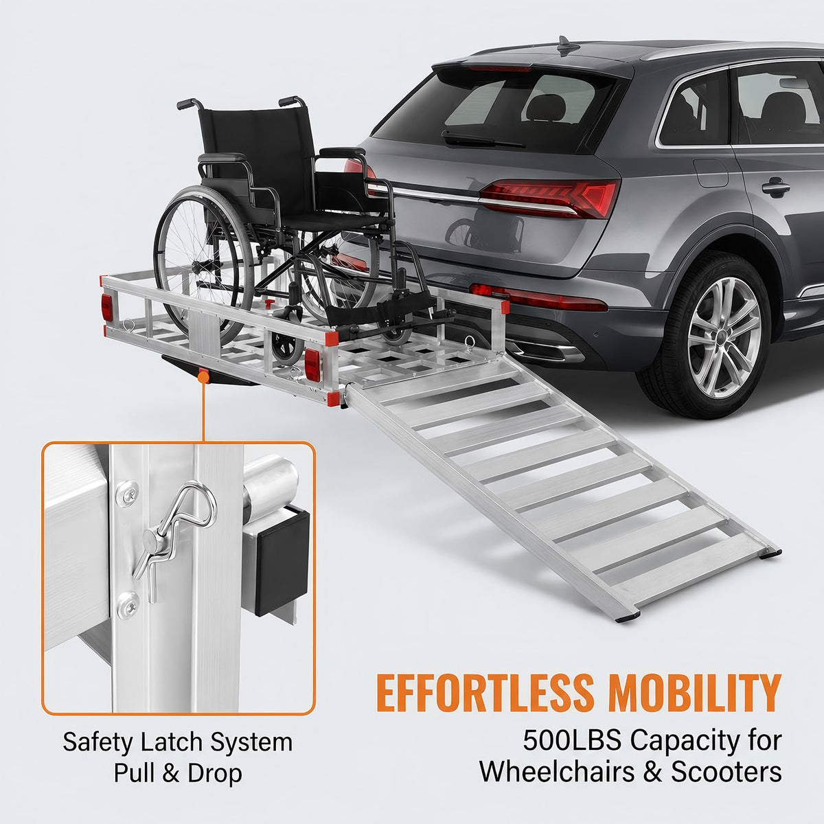 Aluminum Hitch Cargo Carrier with 27.5 in Folding Ramp Q61074