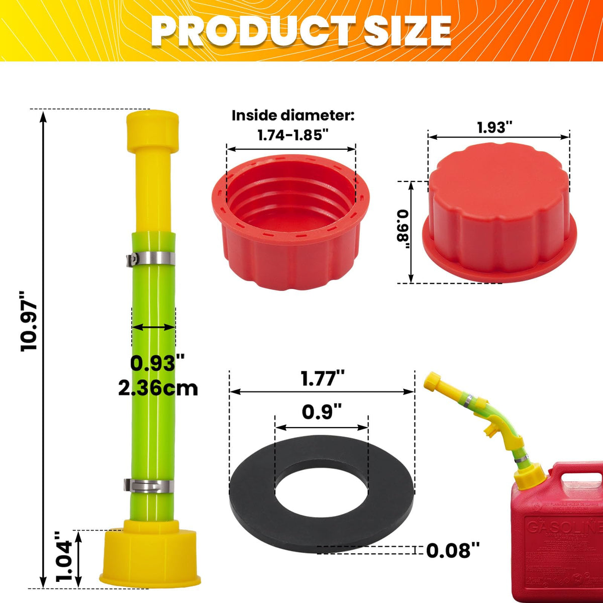Gas Can Spout Replacement & Red Gas Cap Combo R16488