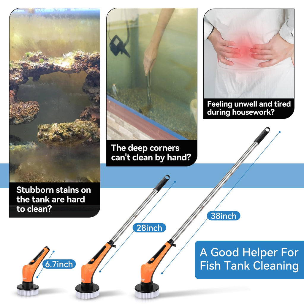 Electric Aquarium Cleaning Brushes with 6 Replaceable Brush Heads M1061
