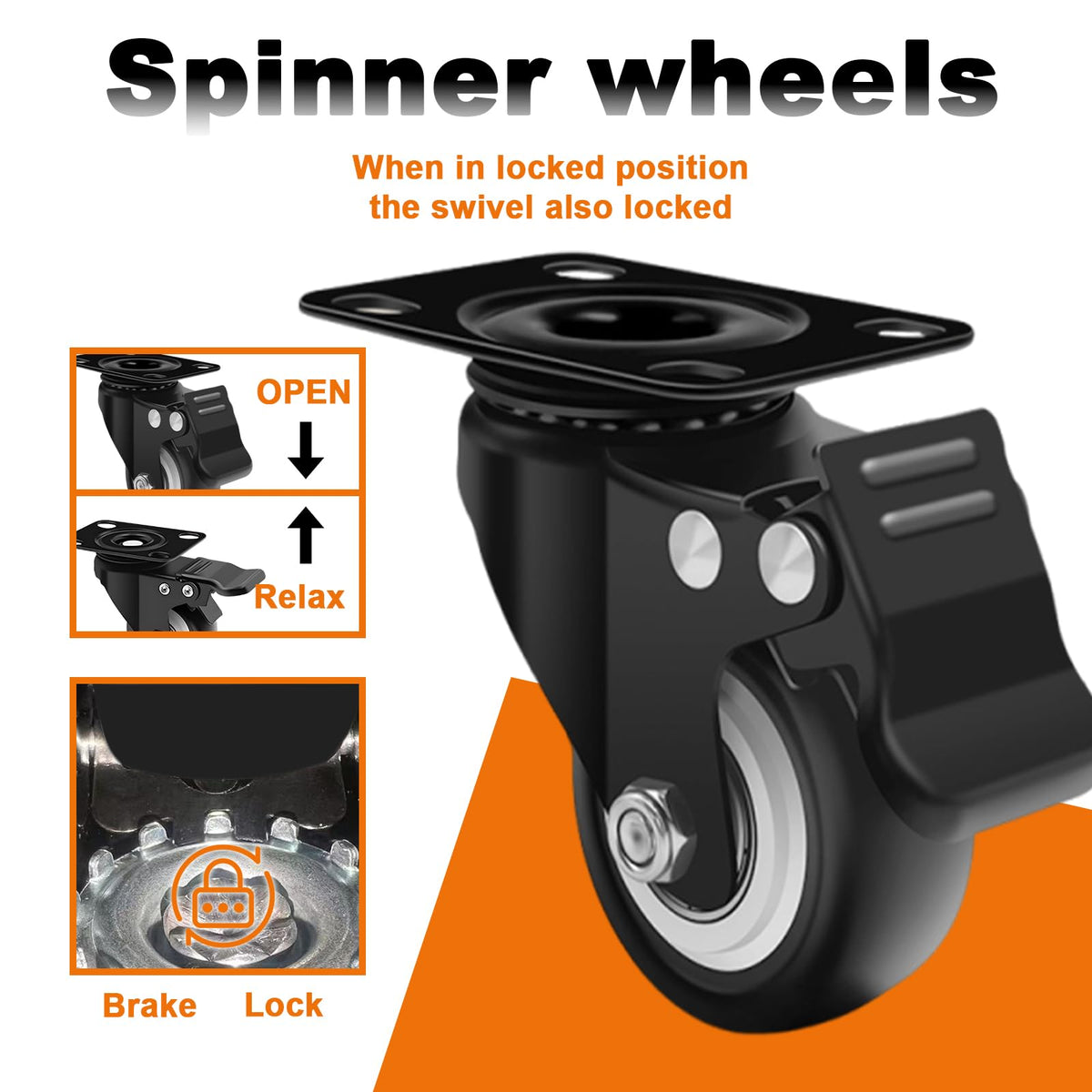 2 Inch Caster Wheel Set of 4 with Dual Brake G541453