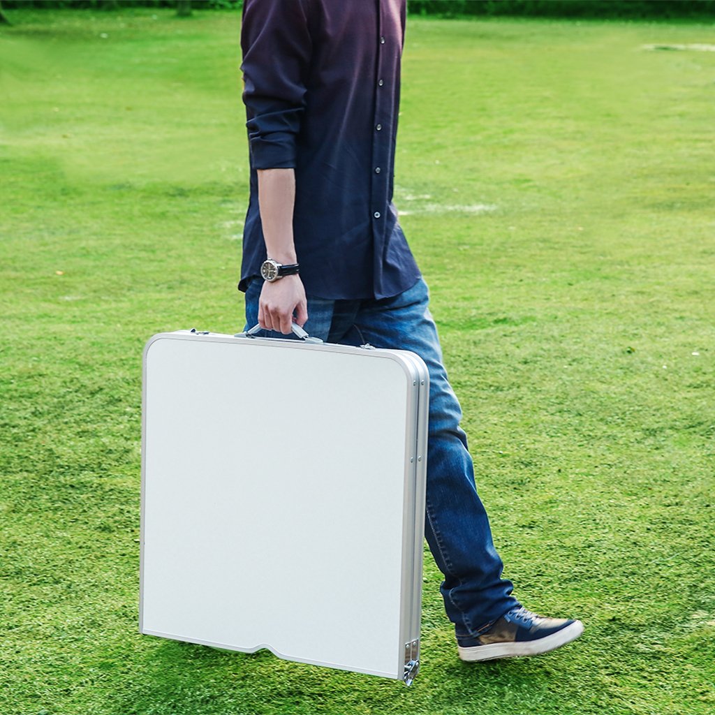 Portable Folding Table White 4 Adjustable Heights W44868
