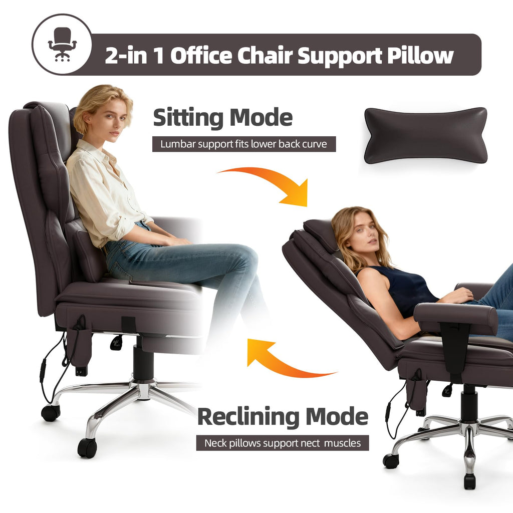 Brown Heated Massage Office Chair with Footrest C494798