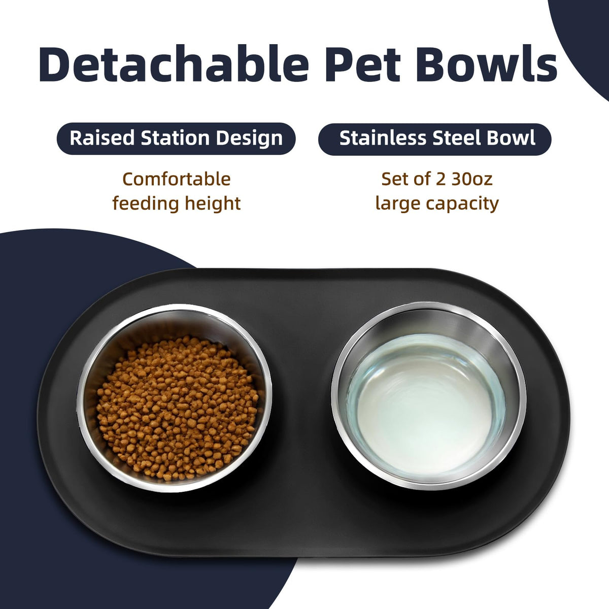 Stainless Steel Cat Food Bowls with Non-Slip Mat, 1.5 Cups Each G98299