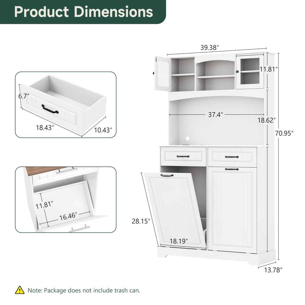 Tilt Out Trash Can Cabinet with Power Outlet M80728