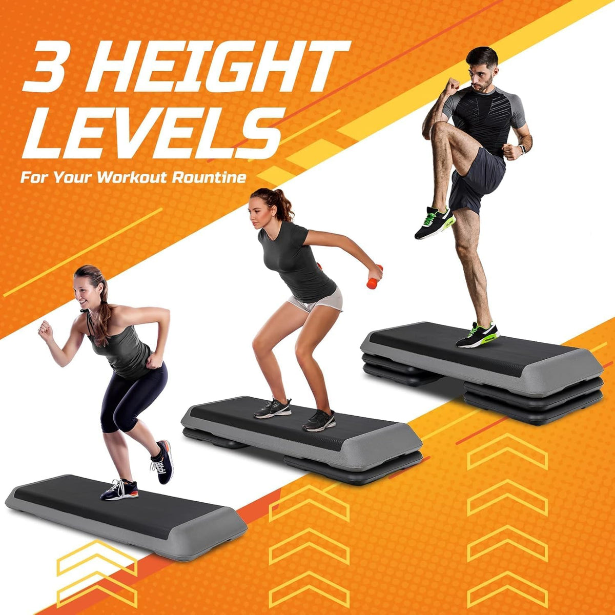 43 Inch Adjustable Aerobic Stepper with 3 Height Levels I6333