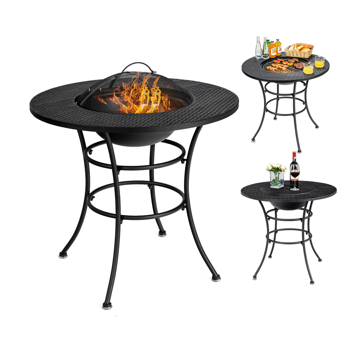 4-in-1 Outdoor Fire Pit Dining Table A193