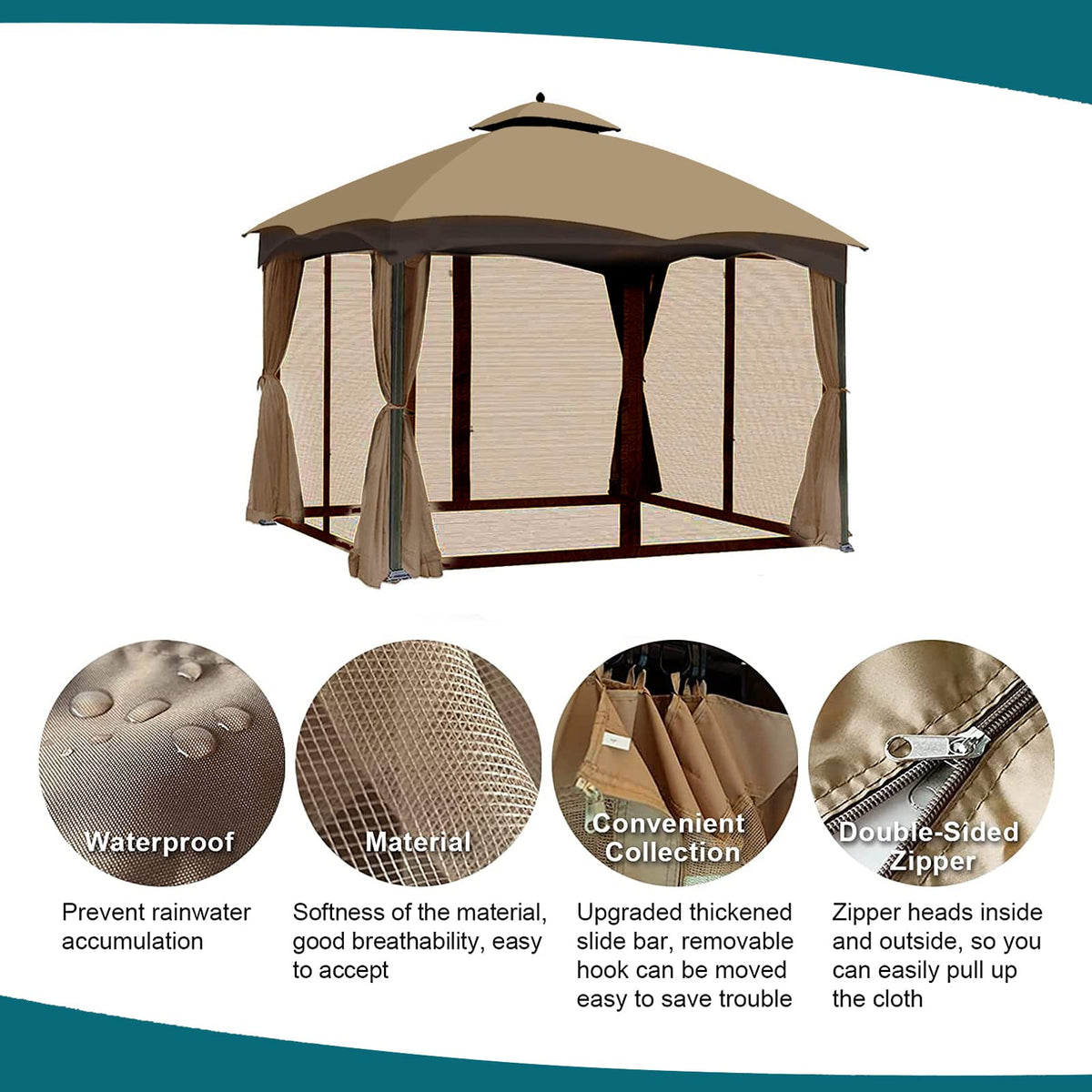 Brown 4-Panel Mosquito Netting V2152