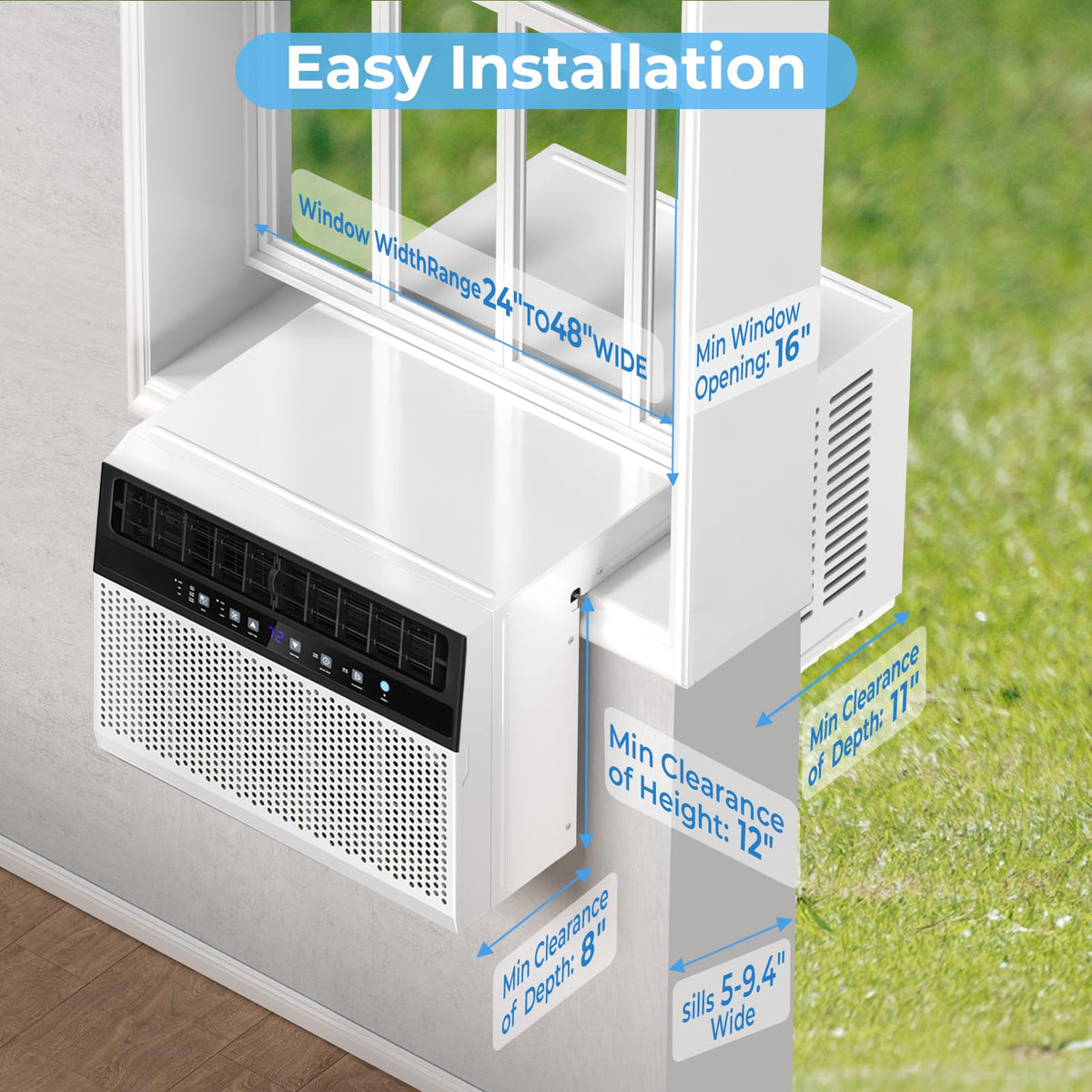 U-Shaped 10,000BTU Window Air Conditioner with Full Window View, Ivory White P999750