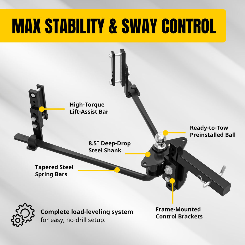 Weight Distribution Hitch with Sway Control Kit, 11,500 lb Capacity, Black Z53613