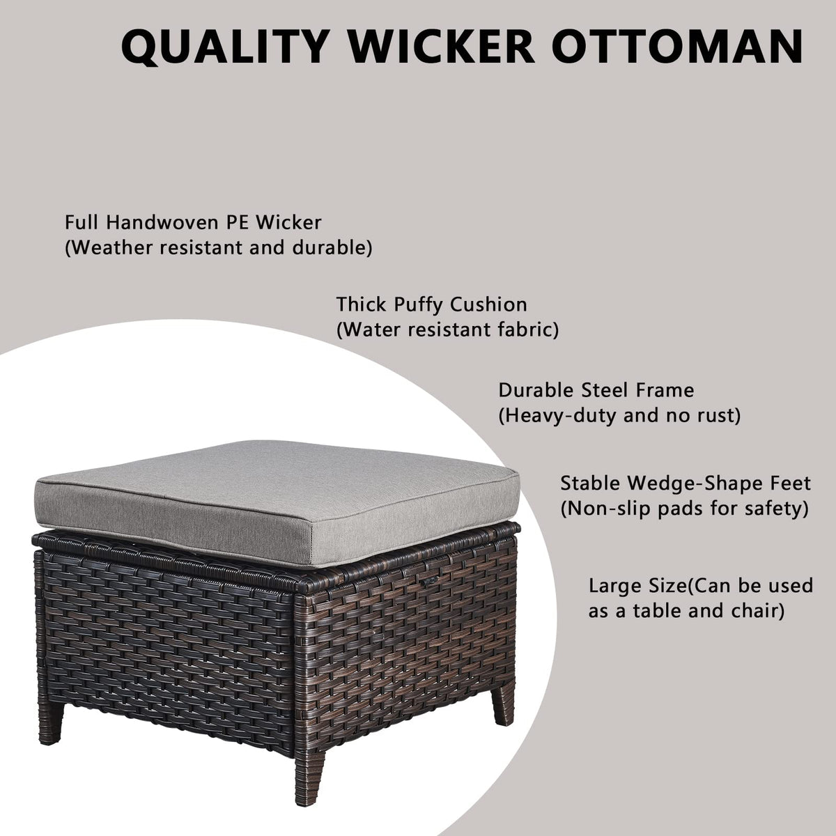 5 Piece Rattan Wicker Patio Furniture Set with Swivel Rocker Chairs Ottomans and Sofa N964