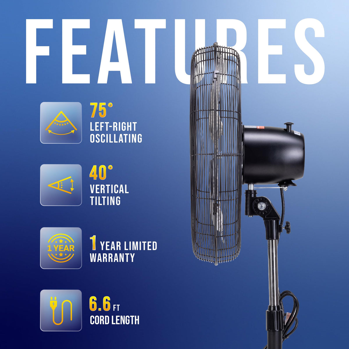 20 Inch High Velocity Oscillating Pedestal Fan V22255