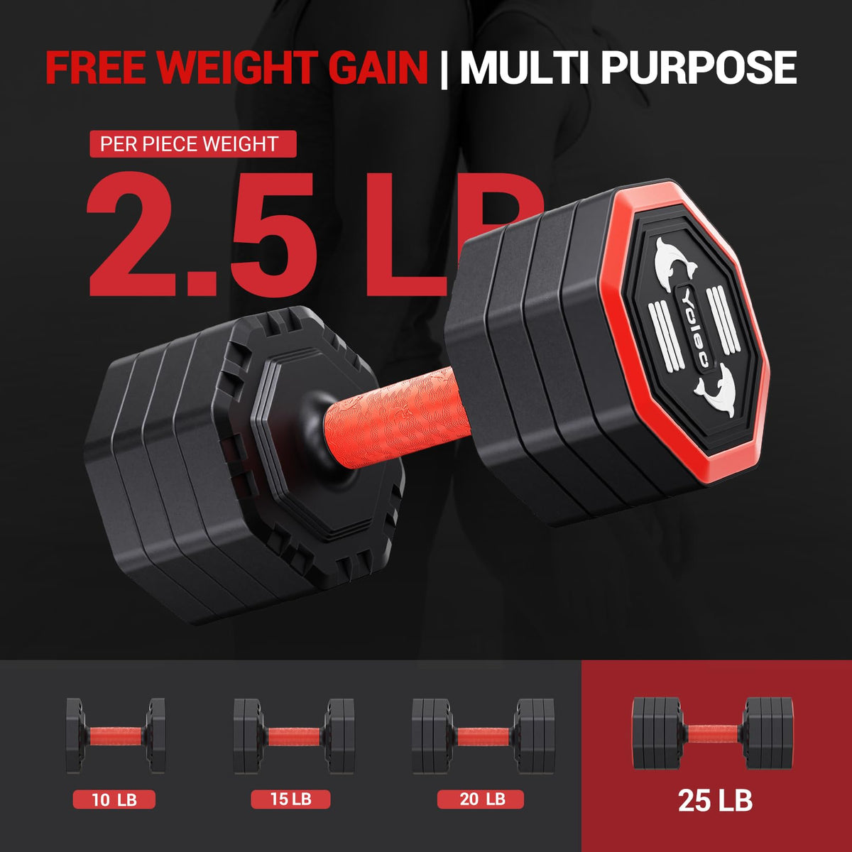 Adjustable Dumbbell Set 10/15/20/25 lb R240730