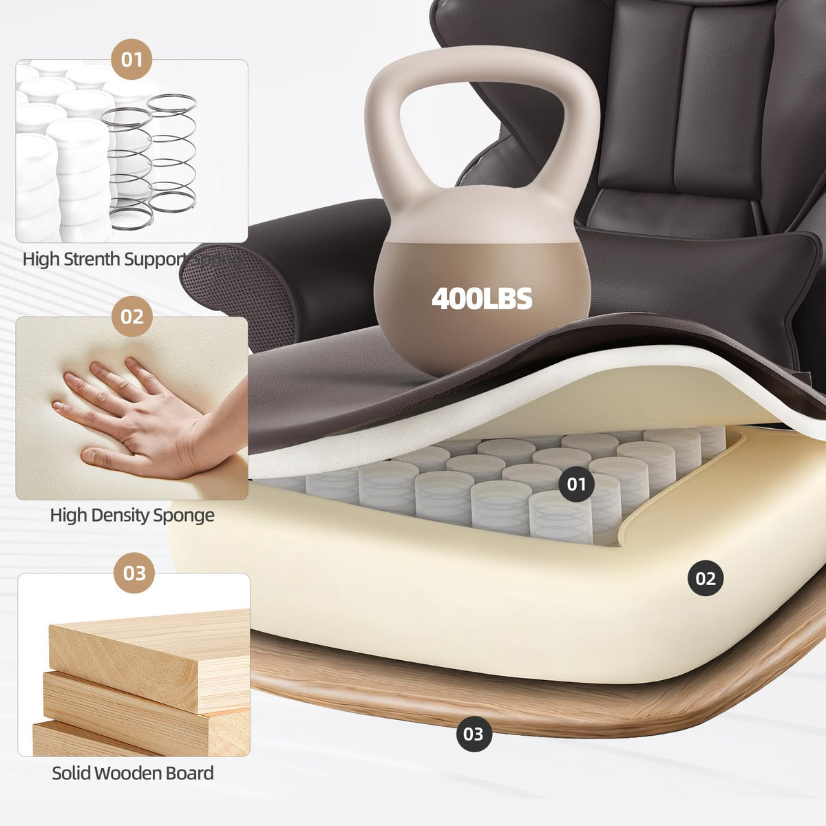 Brown Heated Massage Office Chair with Footrest C494798