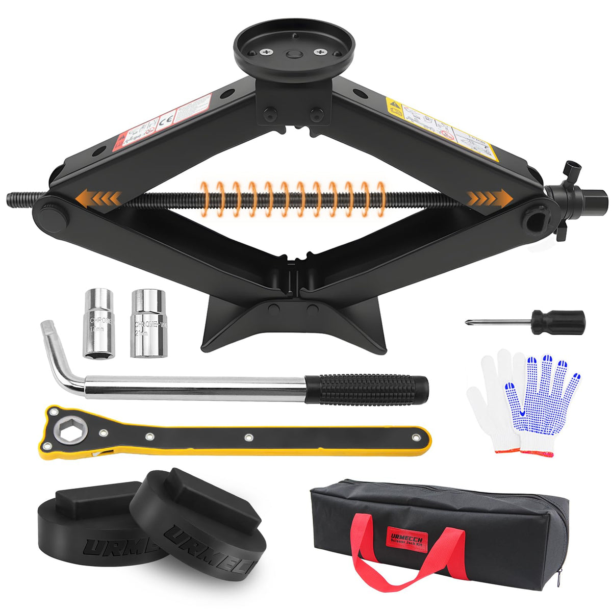 3-Ton Scissor Jack Kit with Rubber Jack Pads L34610