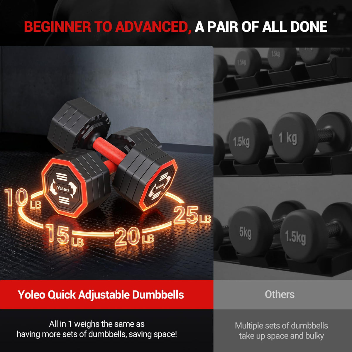 Adjustable Dumbbell Set 10/15/20/25 lb R240730