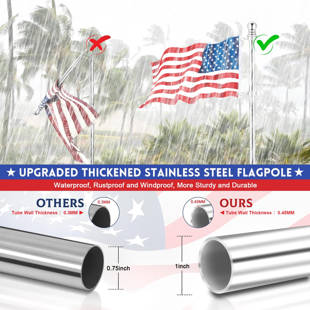 6 FT Stainless Steel Spinning Flag Pole S338071