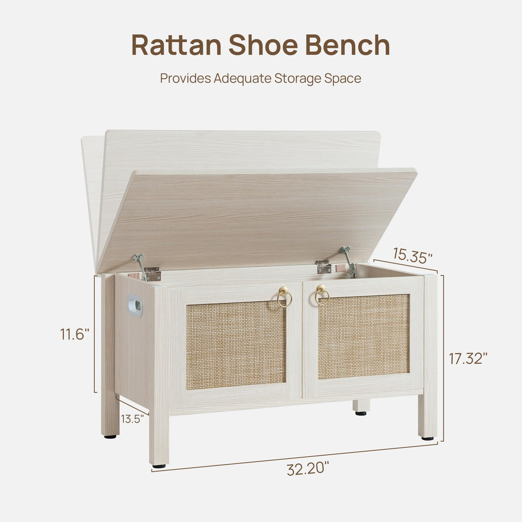 Rattan Storage Bench with 2 Safety Hinges N971428