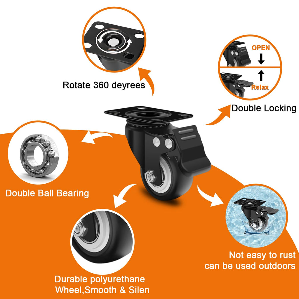 2 Inch Caster Wheel Set of 4 with Dual Brake G541453