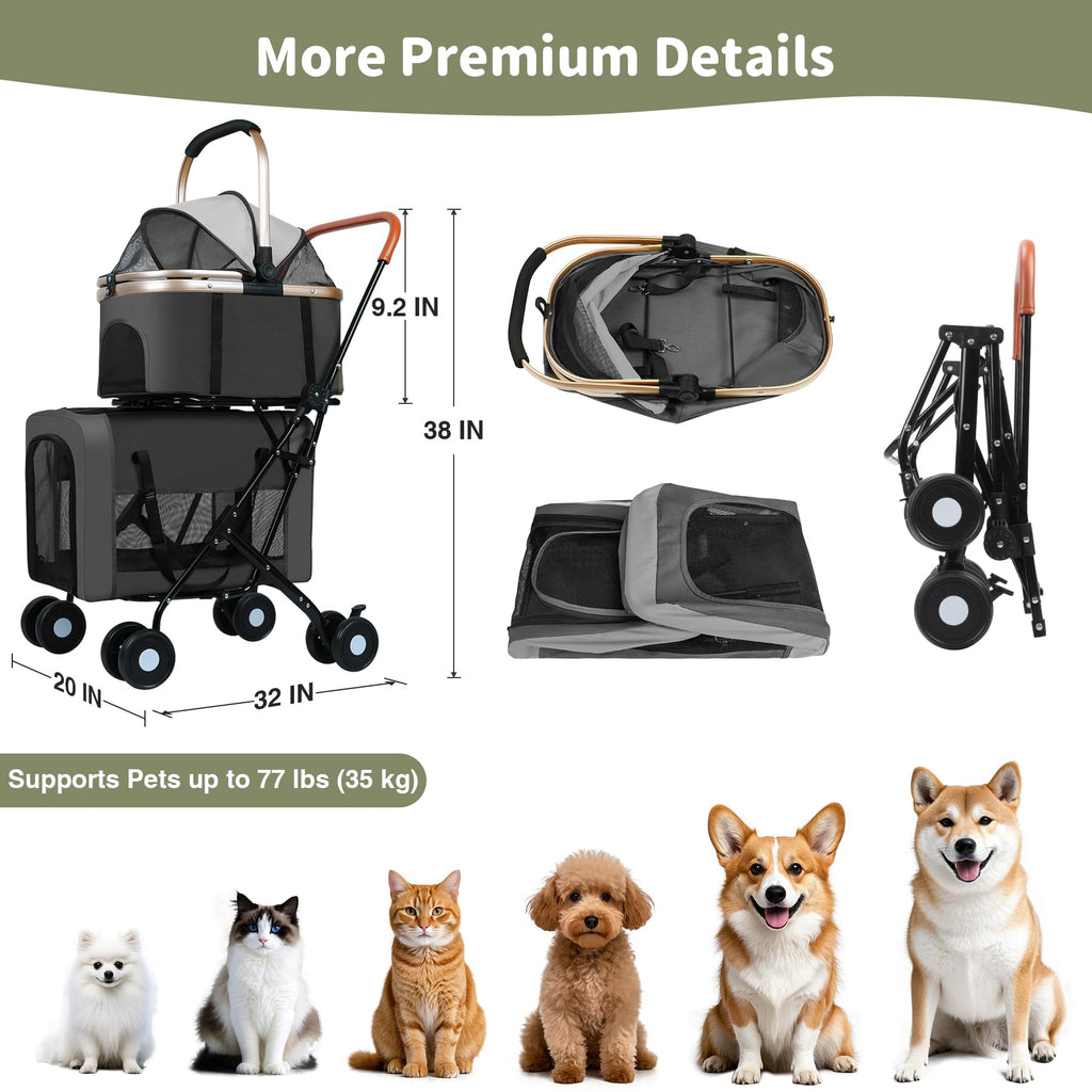 Double Pet Stroller with 4 Lockable Wheels E452268