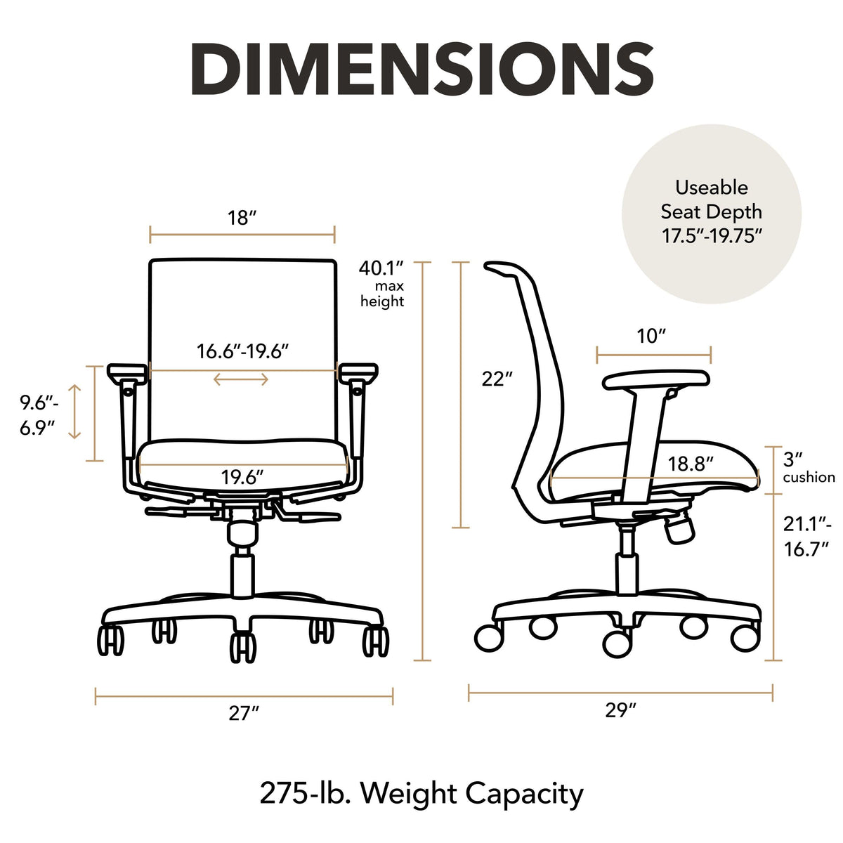 Apricot Ergonomic Office Chair K800406