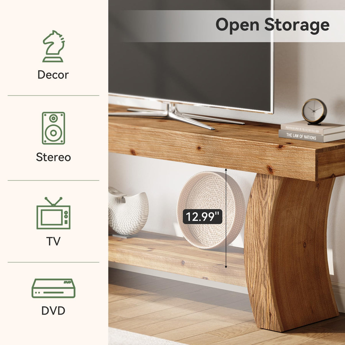 63" Solid Wood TV Stand with Storage Q30515