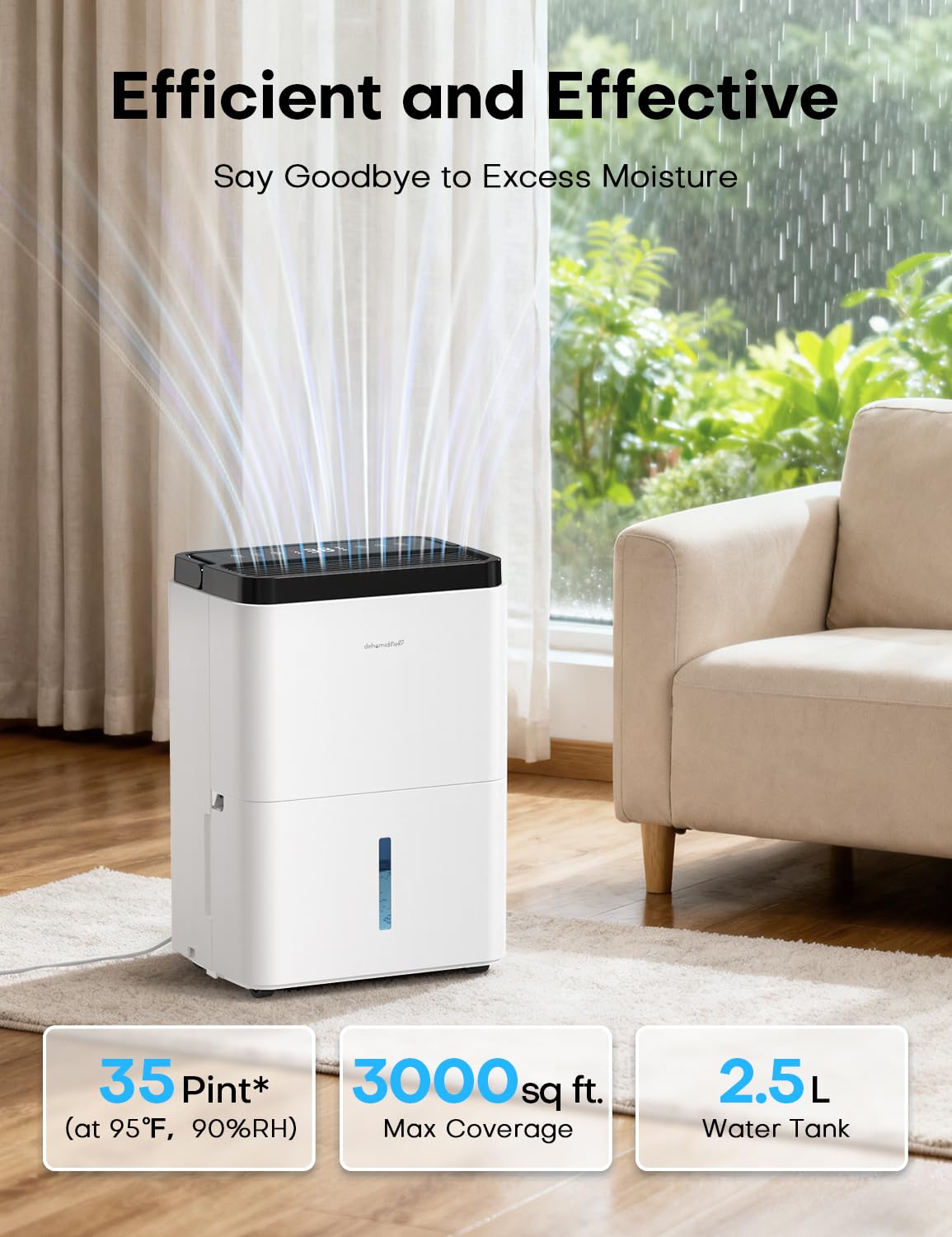 35 Pints Dehumidifier with Drain Hose T224175