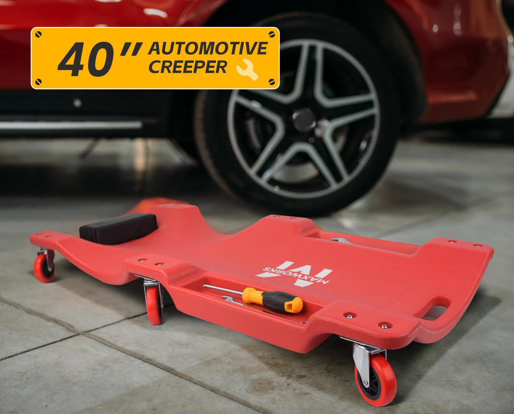 40 Inch Plastic Rolling Garage Creeper with Padded Headrest G39173