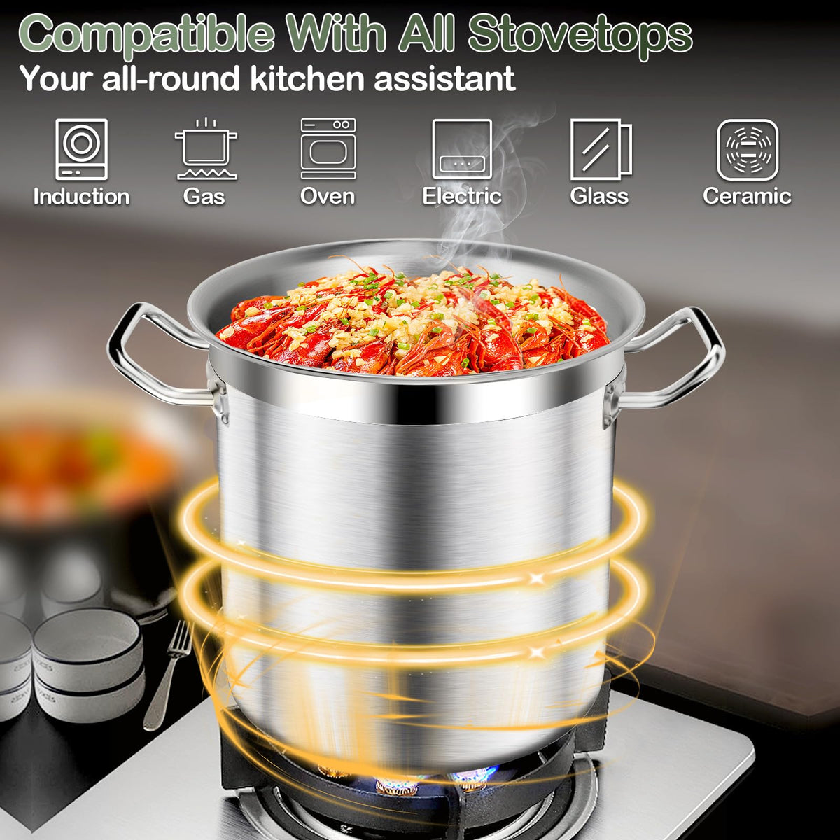 40QT Stainless Steel Stockpot with Lid H829327