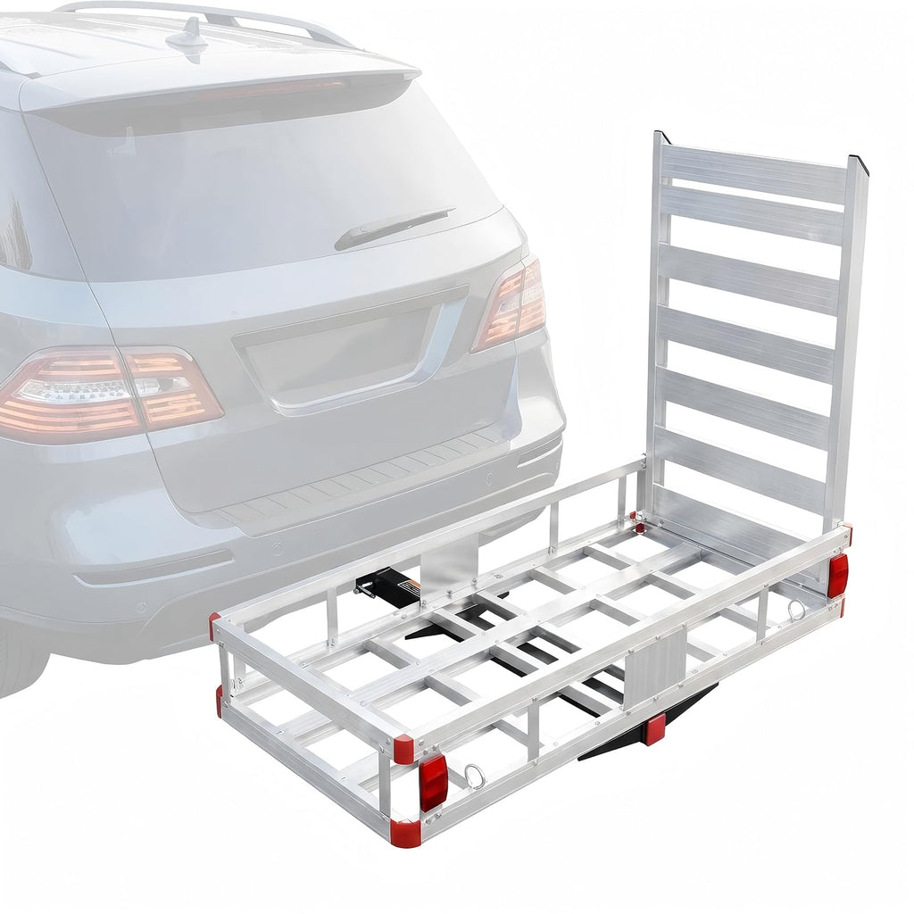 Aluminum Hitch Cargo Carrier with 27.5 in Folding Ramp Q61074